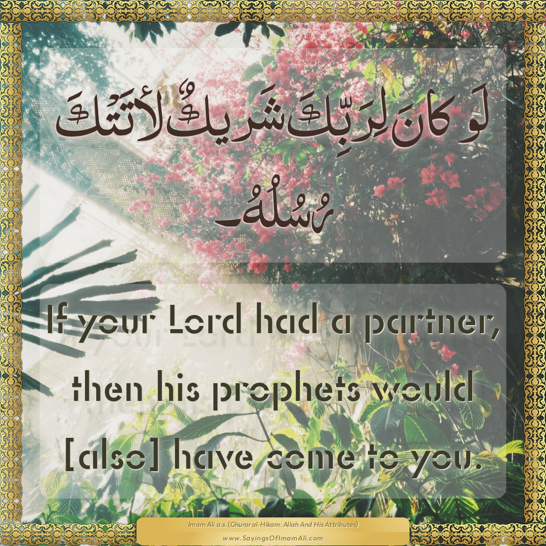 If your Lord had a partner, then his prophets would [also] have come to...